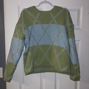 Green and Blue Argyle Women Sweater